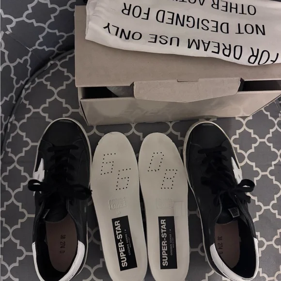 Golden Goose Black Leather Star Accent Superstar Sneakers